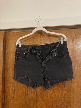 Levi's Black Distressed High-Rise Jean Shorts
